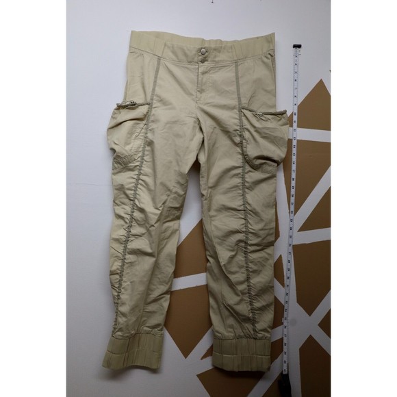 Rare Vintage Armani Exchange Womens Khaki Joggers Zipper Legs Nylon Pockets Sz12 - Picture 1 of 8